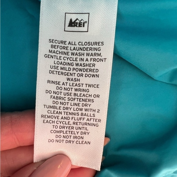 152. REI Women’s Down Puffer Jacket Blue Green Small - Picture 14 of 14
